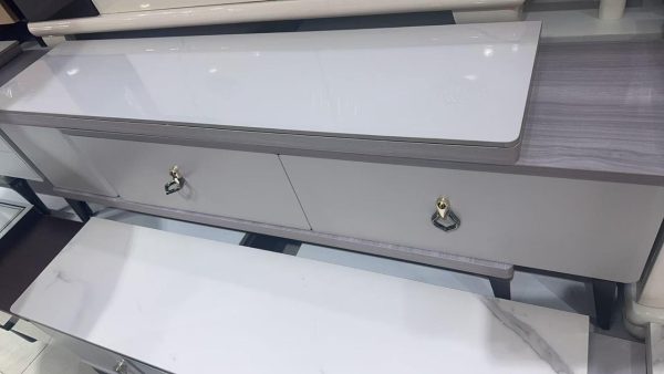TV Stand - Top Marble - White Finish