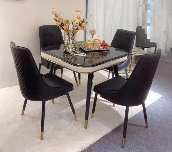Six-Seater Marble Top Dining Table Set