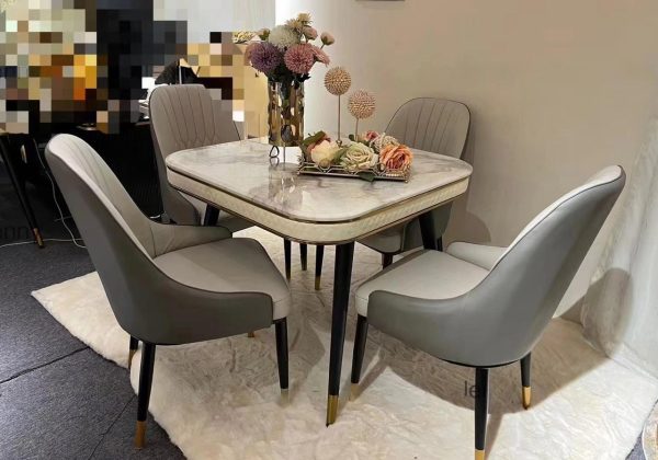 Six-Seater Marble Top Dining Table Set