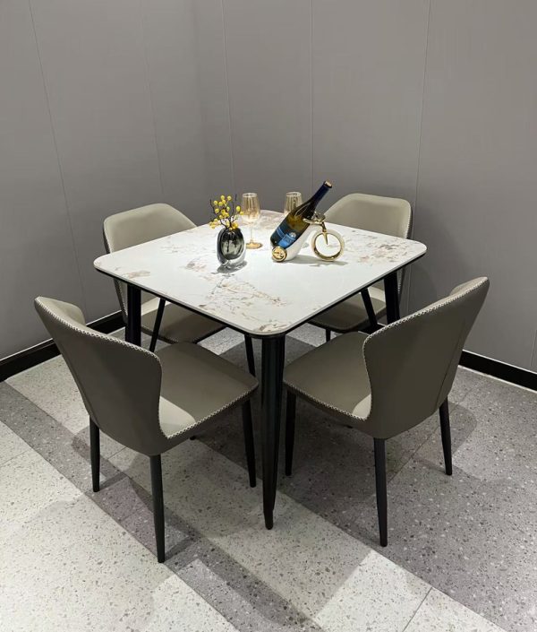 Six-Seater Marble Top Dining Table Set