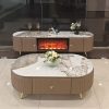 Top Marble Coffee Table / Electric Fireplace TV Stand