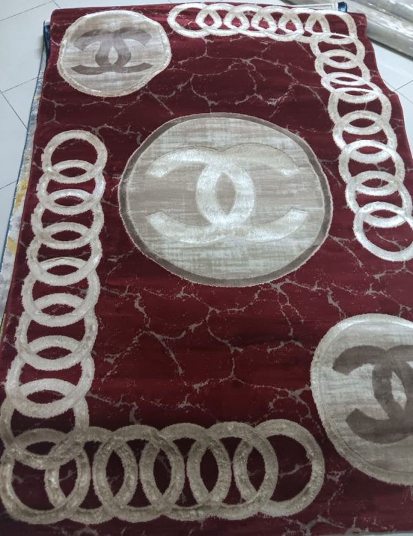Milano 3D carpet -Maroon with Circular white Print (5*8)
