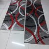 Modern Super Metro Curved Carpet Runner – Grey / Red / Black (80cm by 200cm ; 80cm by 300cm)