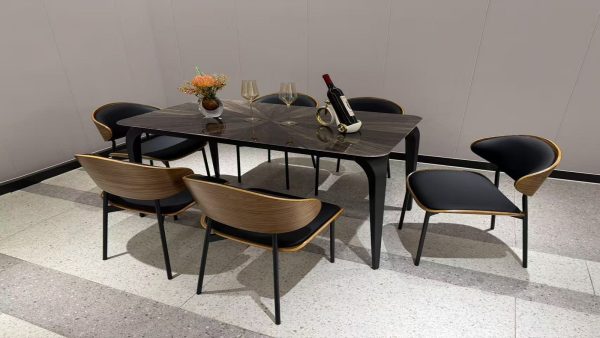 Six-Seater Marble Top Dining Table Set